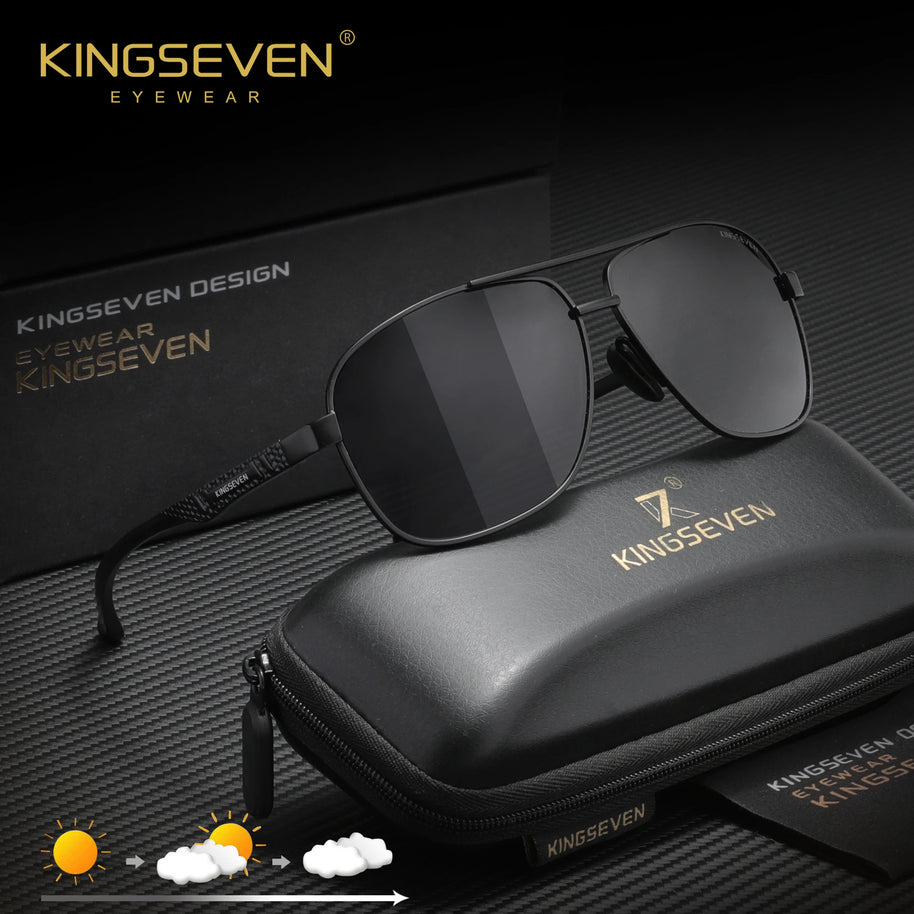 KINGSEVEN Alloy Luxury Male Sunglasses Anti-Glare Lens Large Frame Glasses Men Women UV400 Polarized Classical Driving Eyewear