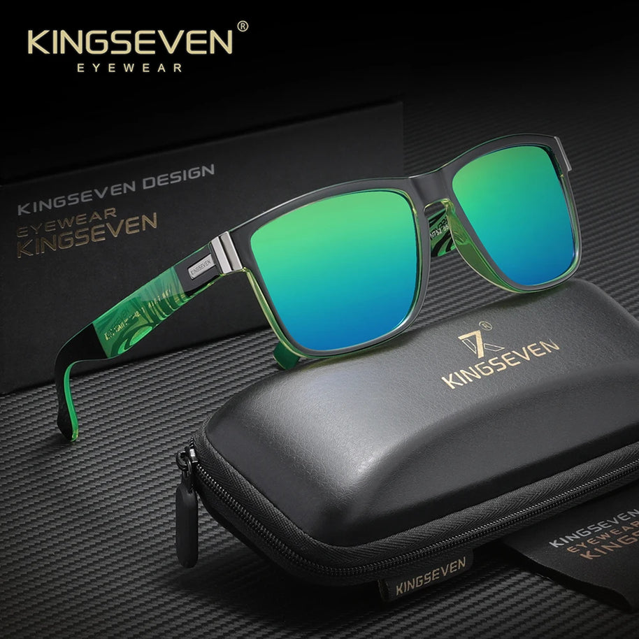 KINGSEVEN Luxury Sunglasses Men Women Travel Driving Square Frame Anti-Glare TR90 Polarized UV400 Trendy Male Fishing Eyewear
