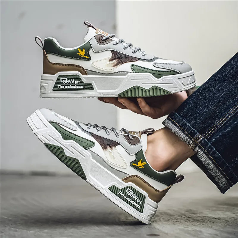 Men's Casual Shoes Soft Sole Breathable Leather Shoes Comfort Trainer Running Jogging Shoes Lightweight Walking Sneakers Male