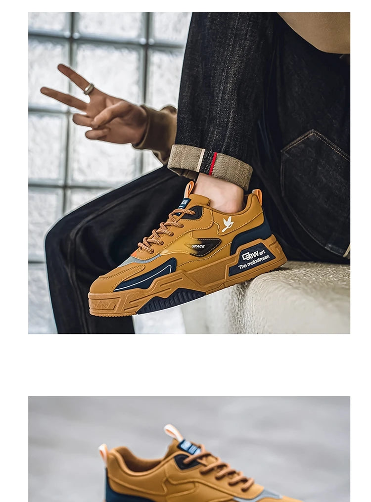Men's Casual Shoes Soft Sole Breathable Leather Shoes Comfort Trainer Running Jogging Shoes Lightweight Walking Sneakers Male