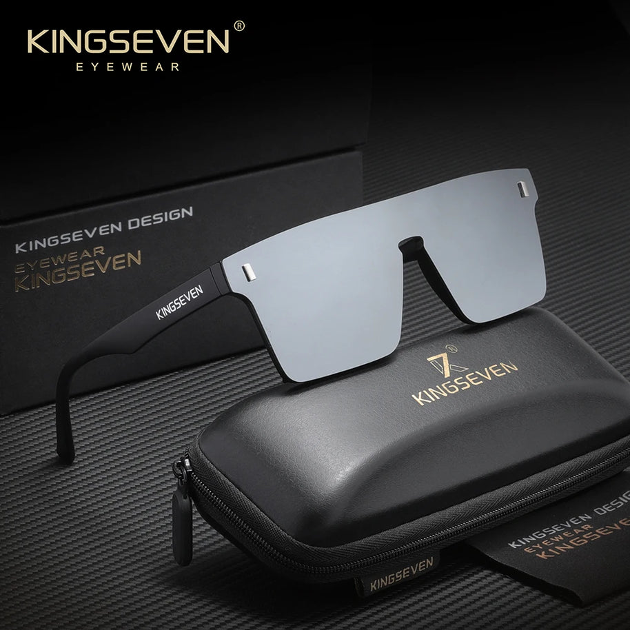 KINGSEVEN New Fashion Sunglasses Men Women Anti-Glare Rimeless Square Large Frame Polarized UV400 Outdoor Diving Eyeglasses