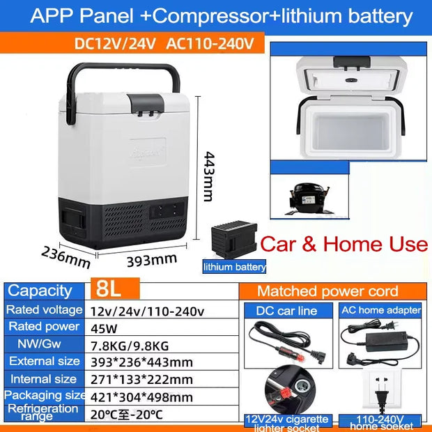 Mini Car Refrigerator 12V/24V Portable Refrigerator 110V/220V Freezer Cooler Camping Fridge For Car Home Vehicle Truck 8L