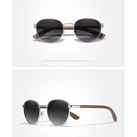 KINGSEVEN 2023 Black Walnut Wooden Sunglasses For Men Polarized UV400 Protection Round Lens Retro Eyewear Women Handmade Glasses