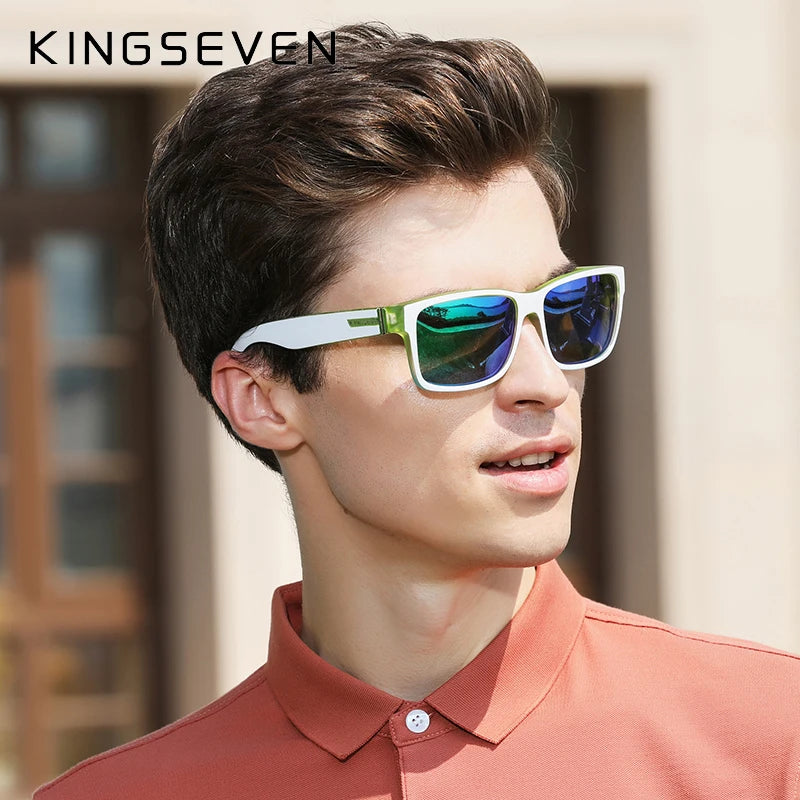 KINGSEVEN Polarized Men's Sunglasses Sports Goggle Mirror UV400 Lens Male Sun Glasses Women Eyewear Protection TR90 Full Farme