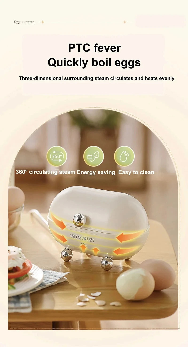 Egg Cooker Portable Low Power Student Dormitory Mini Breakfast Machine Automatic Power Off Electric Steamer Kitchen Tool 120W