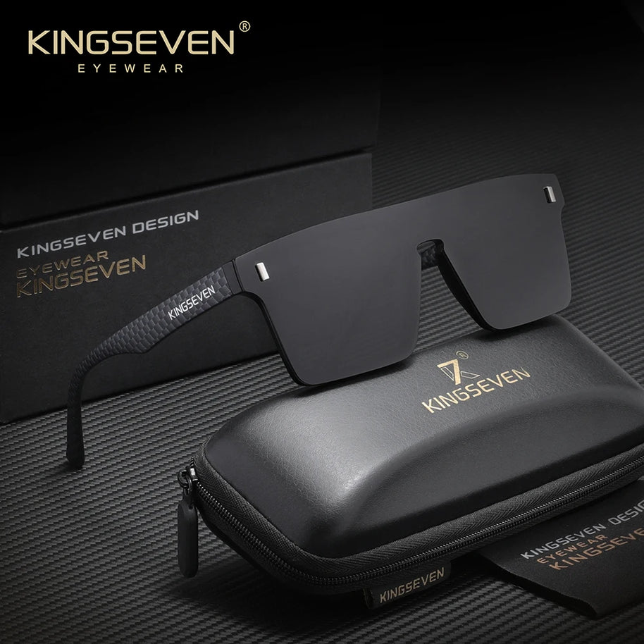 KINGSEVEN New Fashion Sunglasses Men Women Anti-Glare Rimeless Square Large Frame Polarized UV400 Outdoor Diving Eyeglasses