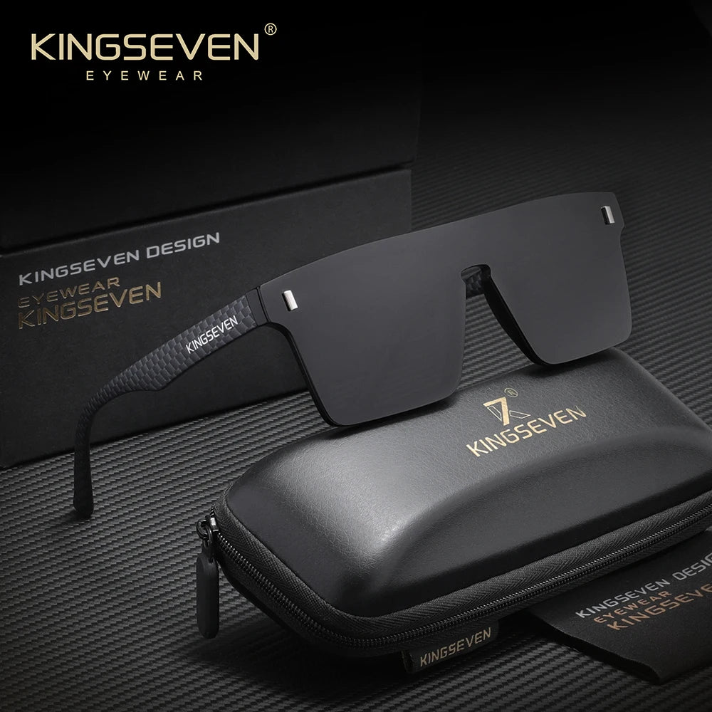 KINGSEVEN New Fashion Sunglasses Men Women Anti-Glare Rimeless Square Large Frame Polarized UV400 Outdoor Diving Eyeglasses