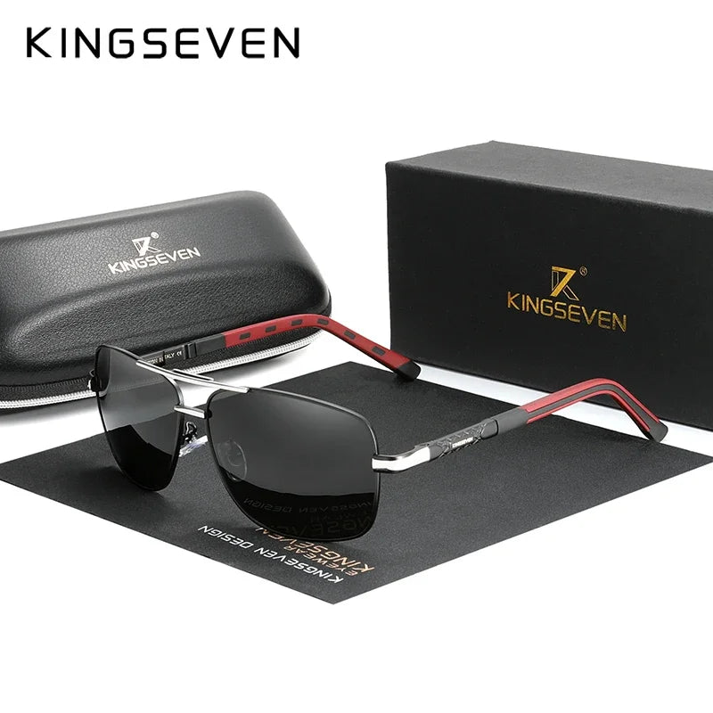 KINGSEVEN Aluminum Sunglasses Men/Women‘s Polarized UV400 Fashion Sunscreen Glasses Classical Driving Rectangle Business Eyewear