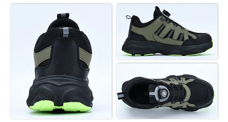 Men Safety Shoes Rotating button Work Sneakers Industrial Puncture-Proof Anti-smash Steel Toe Work Shoes Protective Safety Boots