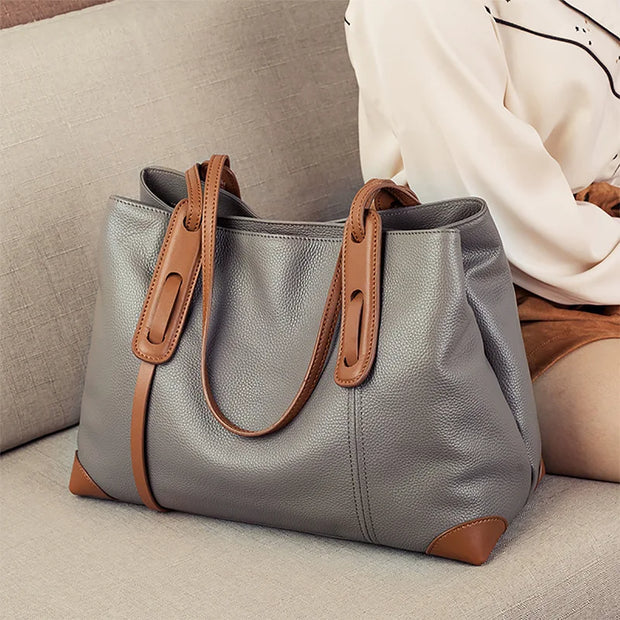 100% Genuine Leather Women Tote Bag 2025 luxury Shoulder crossbody bag Large Capacity Ladies Makeup Commuter Bag For Shopping