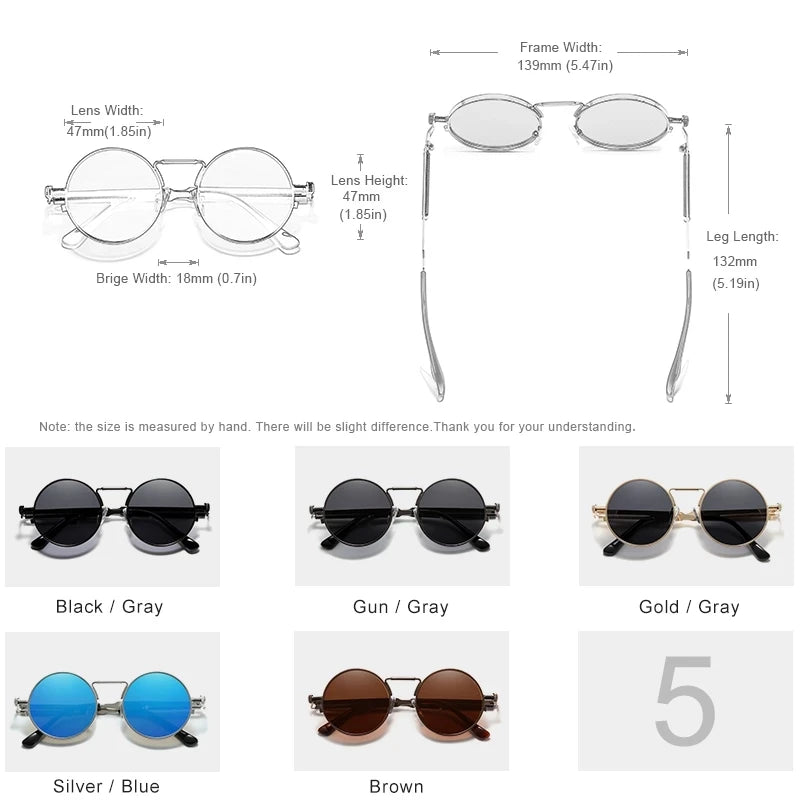 KINGSEVEN Brand Retro Sunglasses Gothic Steampunk Polarized UV400 Men Women Eyewear Round Frame Outdoor Photochromic Glasses