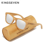 KINGSEVEN Polarized Natural Wooden Sunglasses For Men Women Full Bamboo Frame Retro Handmade Eyewear Square UV400 Lens Glasses