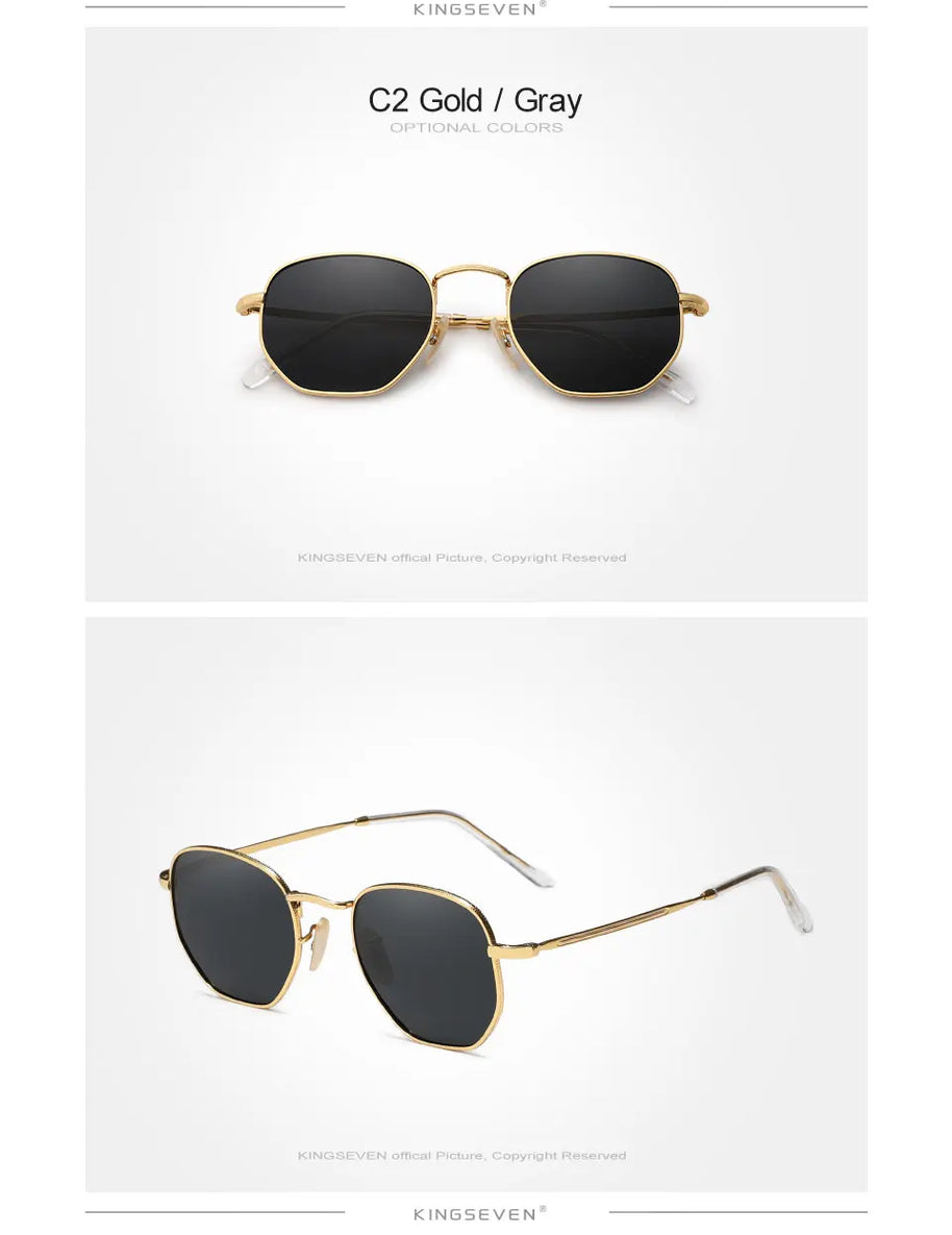 KINGSEVEN New Fashion Polygon Sunglasses Men Women‘s Polarized UV400 Eye Protect Lens Glasses Round Frame Outdoor Causal Eyewear