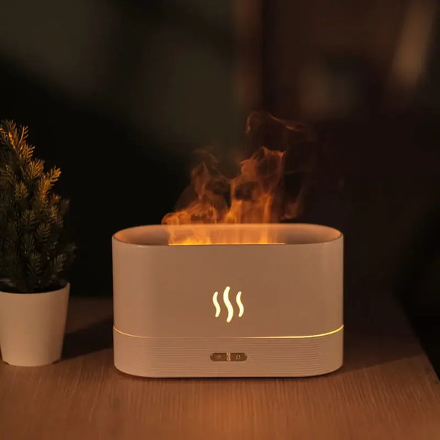 LED Lighting Ultrasonic Air Humidifier Colorful Flame Fragrance Essential Oil Lamp Perfume Simulation