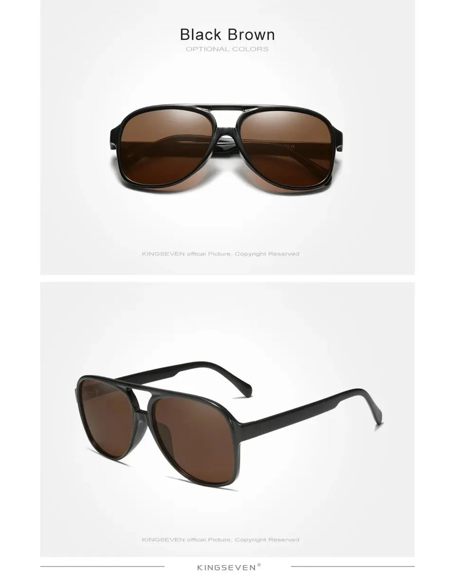 KINGSEVEN Classical Driving Sunglasses Women Men Retro Square Large Frame UV400 Glasses Vintage Anti-glare Night Vision Eyewear