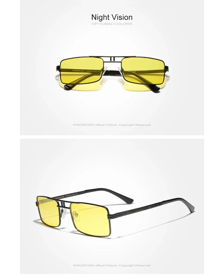 KINGSEVEN Original Fashion Polarized UV400 Sunglasses Vintage Rectangle Frame Men Women Driving Alloy Glasses Outdoor Eyewear