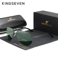 KINGSEVEN Fashion Pilot Rimless Sunglasses Men Classical UV400 Polarized Large Frame Glasses Casual Driving Outdoor Eyewear