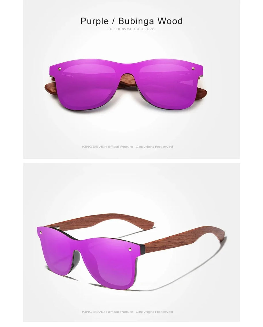 KINGSEVEN Brand Classic Wooden Sunglasses Men/Women Polarized UV400 Mirror Lens Glasses Luxury Wood Frame Retro Eyewear