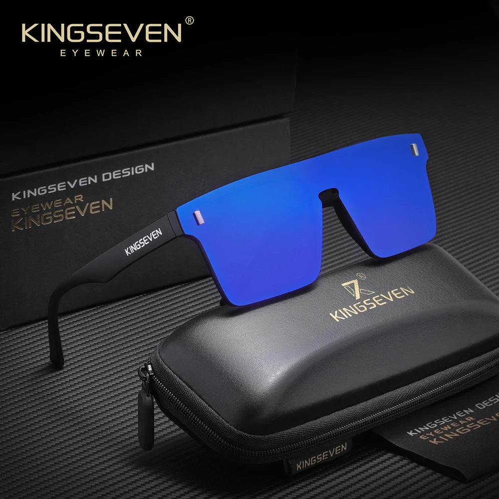 KINGSEVEN New Fashion Sunglasses Men Women Anti-Glare Rimeless Square Large Frame Polarized UV400 Outdoor Diving Eyeglasses