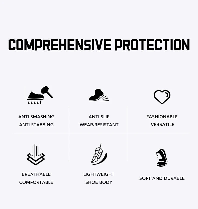 Men Safety Shoes Rotating button Work Sneakers Industrial Puncture-Proof Anti-smash Steel Toe Work Shoes Protective Safety Boots