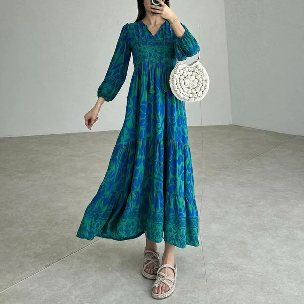 Vestidos Women Print Dress Party Jalabiya Ramadan Morocco Dubai Abayas Kaftan Islam Vestidos Arab Eid Muslim 2024 Long Robe