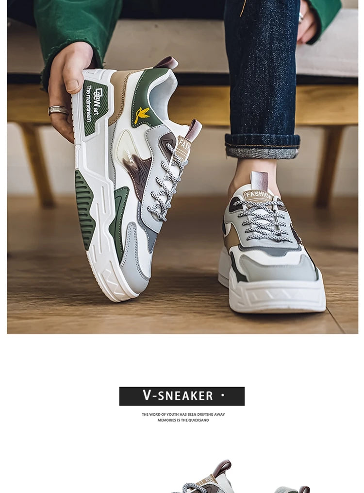 Men's Casual Shoes Soft Sole Breathable Leather Shoes Comfort Trainer Running Jogging Shoes Lightweight Walking Sneakers Male