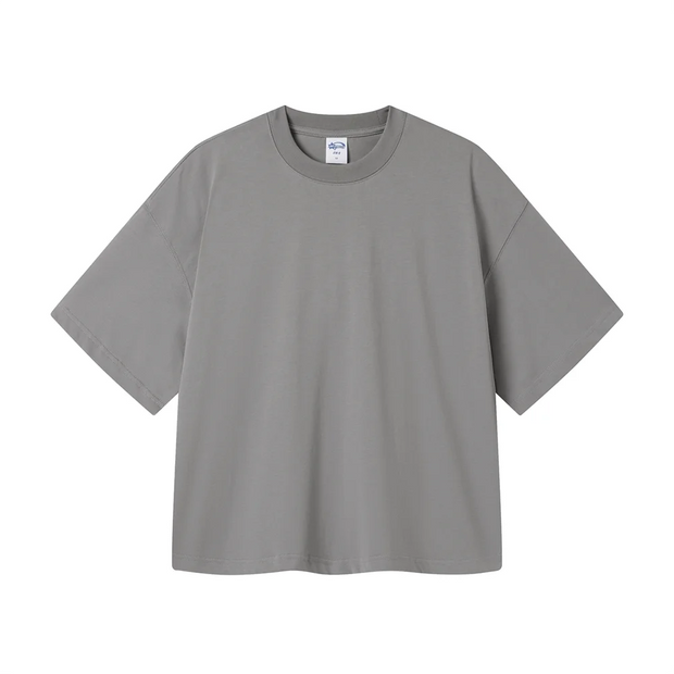 ZODF New Men Summer Boxy 275gsm Cotton T-Shirts Retro Unisex Oversized Short Version Basic T Shirt Brand Tees HY1070