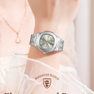 POEDAGAR Top Original Watch For Woman Luminous Date Week Square Ladies Watch Stainless Steel Quartz Women's Watches Female Reloj