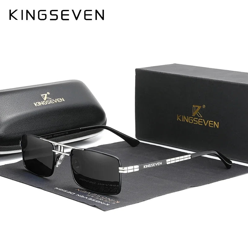KINGSEVEN Original Fashion Polarized UV400 Sunglasses Vintage Rectangle Frame Men Women Driving Alloy Glasses Outdoor Eyewear
