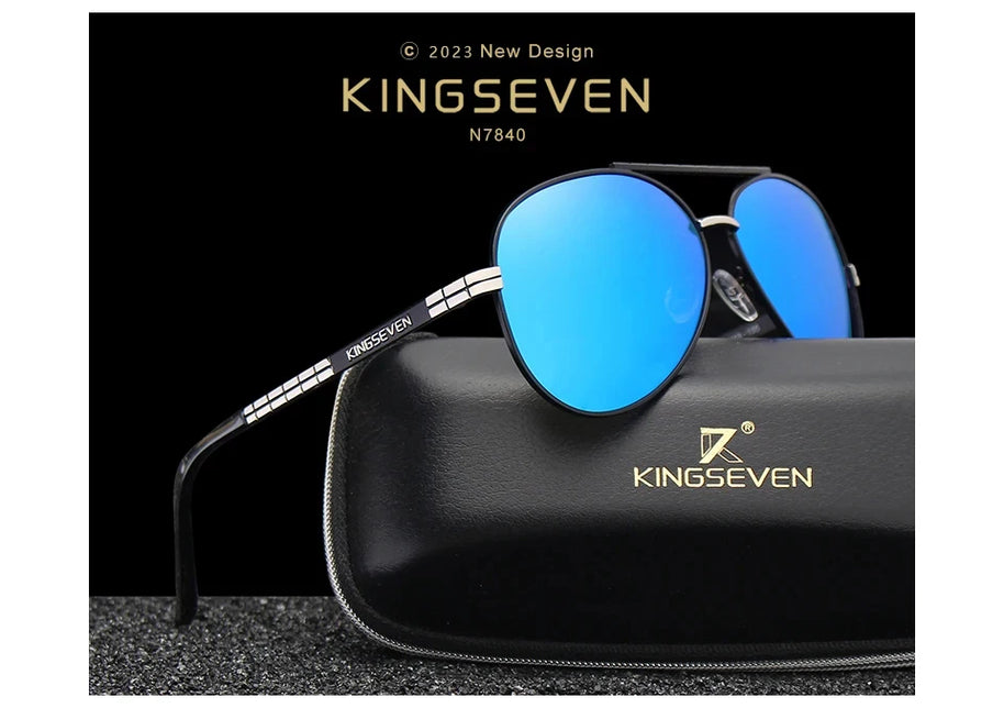 KINGSEVEN 2024 New Sunglasses For Men Design Aviation Alloy Full Frame Glasses HD Polarized UV400 Eye Protection Glasses Eyewear