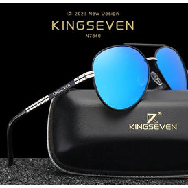 KINGSEVEN 2024 New Sunglasses For Men Design Aviation Alloy Full Frame Glasses HD Polarized UV400 Eye Protection Glasses Eyewear