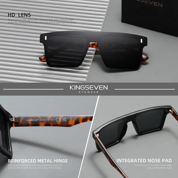 KINGSEVEN New Fashion Sunglasses Men Women Anti-Glare Rimeless Square Large Frame Polarized UV400 Outdoor Diving Eyeglasses