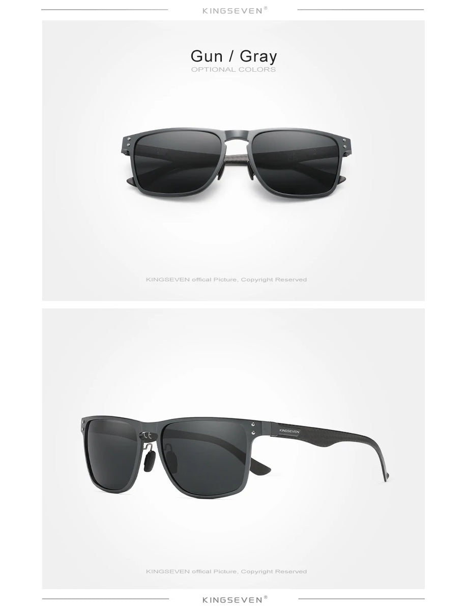 KINGSEVEN Luxury Aluminum Sunglassses For Men Retro Rectang Polarized UV400 Glasses Driving Sports Women New Fashion Accessory