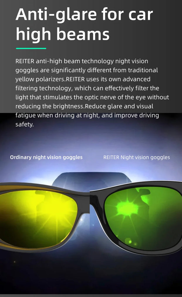 【REITER】Night vision goggles Men's Car Driving glasses for men anti glare