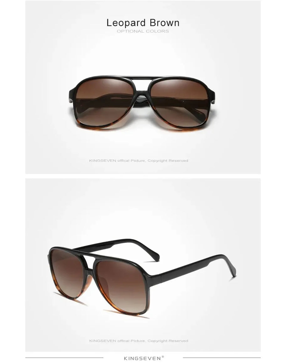 KINGSEVEN Classical Driving Sunglasses Women Men Retro Square Large Frame UV400 Glasses Vintage Anti-glare Night Vision Eyewear