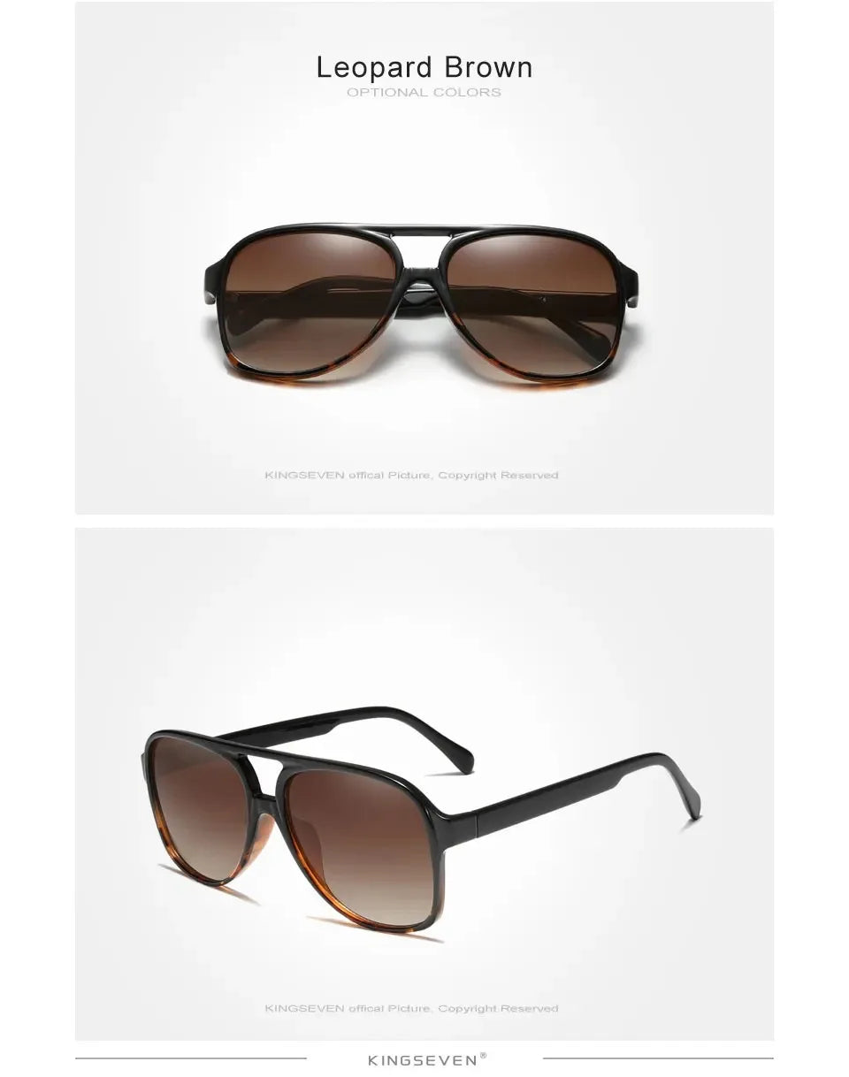 KINGSEVEN Classical Driving Sunglasses Women Men Retro Square Large Frame UV400 Glasses Vintage Anti-glare Night Vision Eyewear