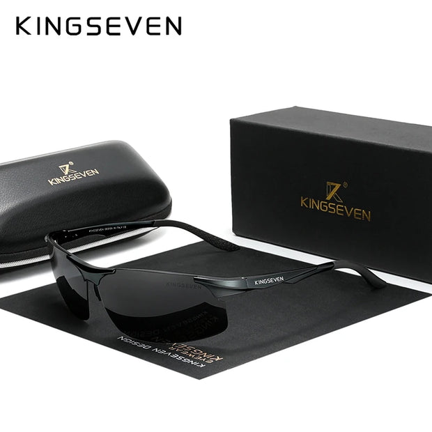 KINGSEVEN Cycling Polarized UV400 Sunglasses Men Aluminum Driving Mirror Lens Male Sun Glasses Aviation Women For Men Eyewear