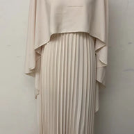 2025 New Women's Spring Summer Fashion Loose Bat Sleeve Curling Irregular Elegant Seven Inch Sleeve Long Dress