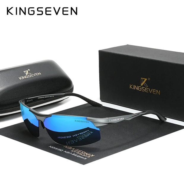 KINGSEVEN Aluminum Sunglasses For Men Driving Mirror Lens UV400 Polarized Glasses Cycling Sports Use High Quality Eyewear