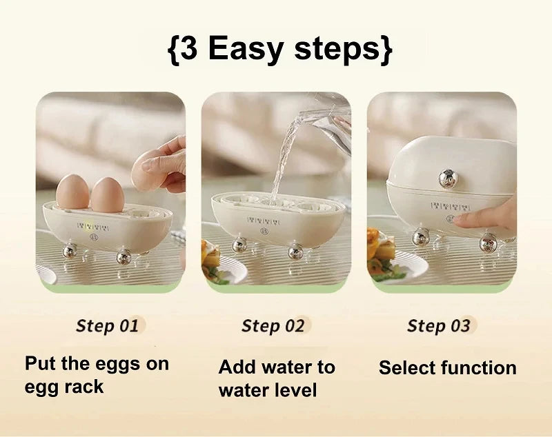 Egg Cooker Portable Low Power Student Dormitory Mini Breakfast Machine Automatic Power Off Electric Steamer Kitchen Tool 120W