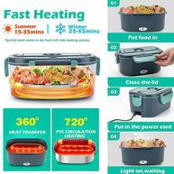 1.5 L 60W Electric Lunch Box Food Warmer Portable Food Heater for Car Or Home - Leak Proof 304 Stainless Steel Liner