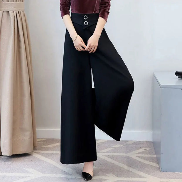 Autumn Fashion Simplicity office Lady Solid color All-match High Waist wide leg women clothes elegant Casual Loose Trousers