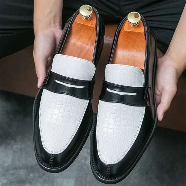 New Penny Loafter Trend Men's Mixed Colors Patchwork Dress Casual Shoes Male Wedding Dress Homecoming Footwear Zapatos Hombre