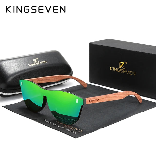 KINGSEVEN Brand Classical Wooden Sunglasses Men Retro Causal Polarized Rimless Women Glasses Anti-UV400 Wood Fashion Eyewear