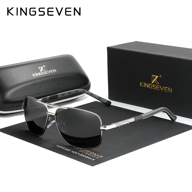 KINGSEVEN Aluminum Sunglasses Men/Women‘s Polarized UV400 Fashion Sunscreen Glasses Classical Driving Rectangle Business Eyewear
