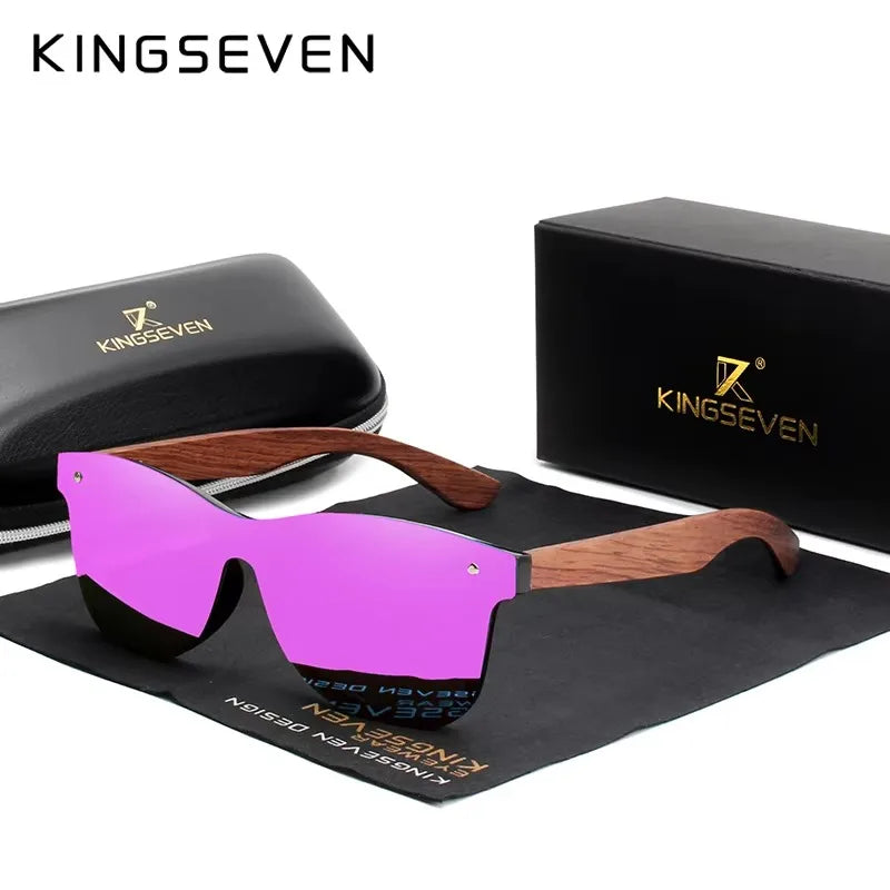 KINGSEVEN Brand Classic Wooden Sunglasses Men/Women Polarized UV400 Mirror Lens Glasses Luxury Wood Frame Retro Eyewear