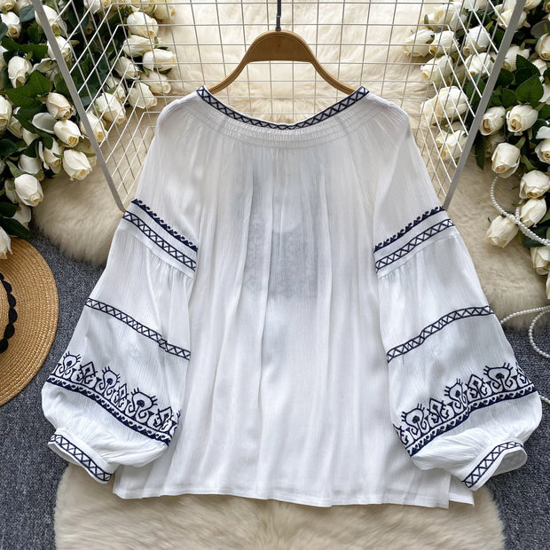 Autumn New 2025 Woman Shirts & Blouses Hit Color Pattern Blusas Loose Casual Ropa Mujer Long Sleeve Camisas Women Clothing