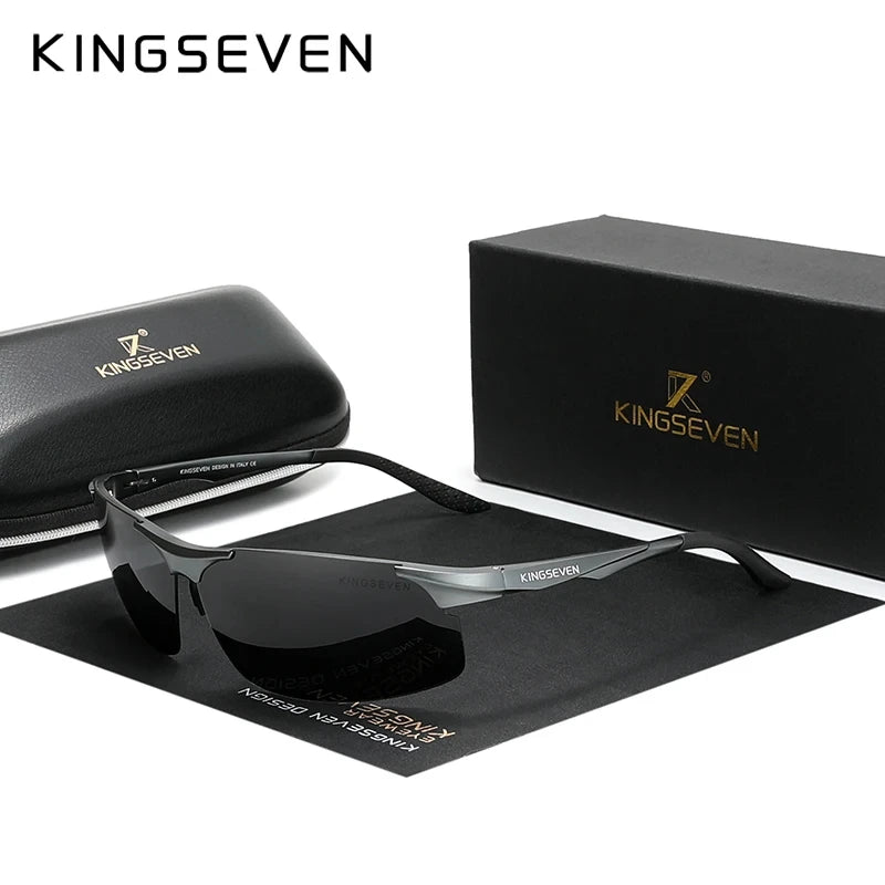KINGSEVEN Aluminum Sunglasses For Men Driving Mirror Lens UV400 Polarized Glasses Cycling Sports Use High Quality Eyewear