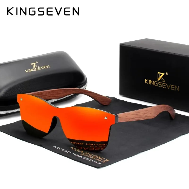 KINGSEVEN Brand Classic Wooden Sunglasses Men/Women Polarized UV400 Mirror Lens Glasses Luxury Wood Frame Retro Eyewear