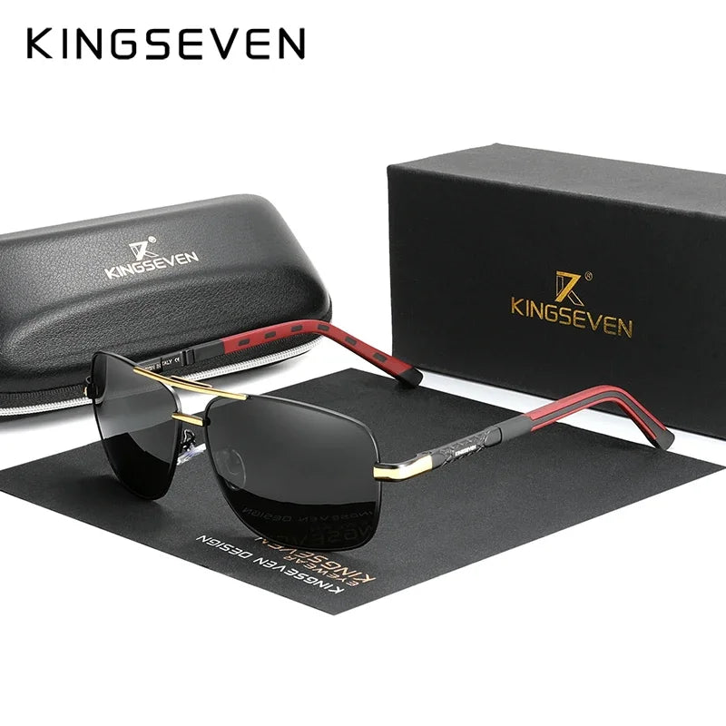 KINGSEVEN Aluminum Sunglasses Men/Women‘s Polarized UV400 Fashion Sunscreen Glasses Classical Driving Rectangle Business Eyewear